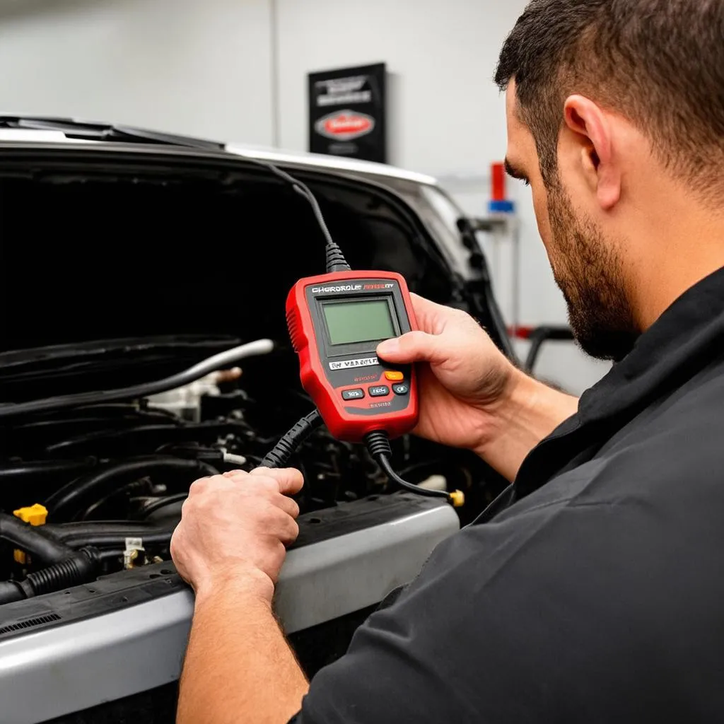 Mechanic Diagnosing Silverado